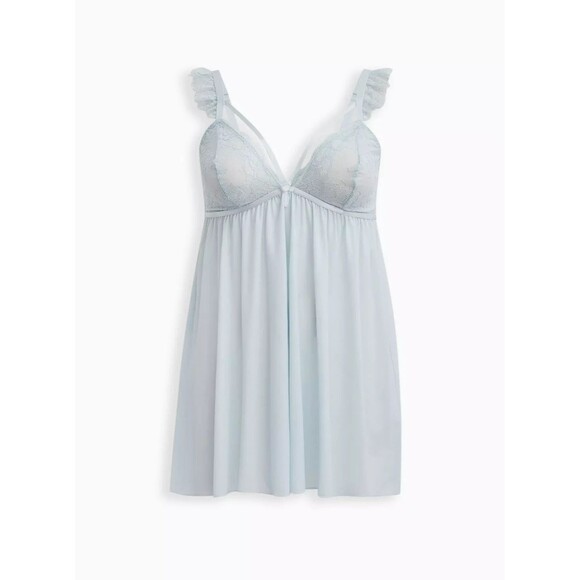 NWT Torrid Baby Blue Mesh Ruffle Cap Sleeve Strappy Babydoll Size 4 / 26 Plus - Picture 4 of 4